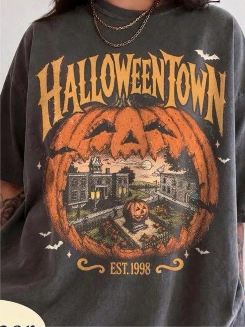 Comfort Colors HalloweenTown Graphic Tee - Pepper with Orange